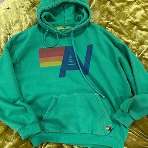 Aviator Nation Green Hoodie with Multicolor Logo